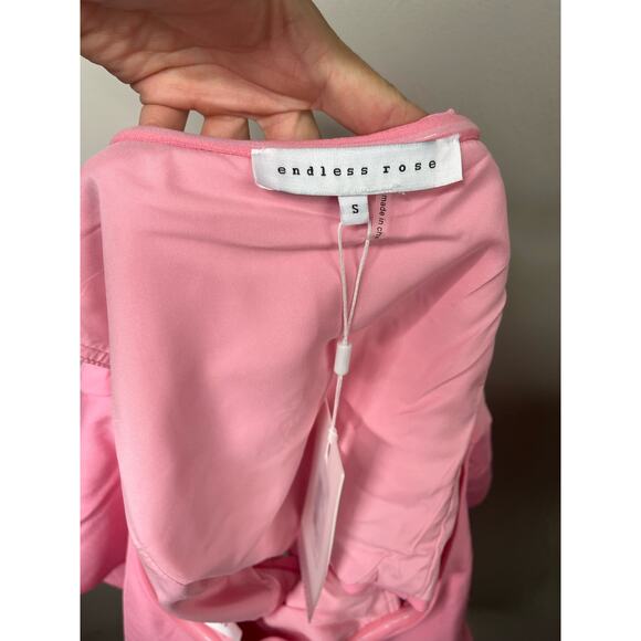 Endless Rose Pink One Shoulder Cropped Ruffle Top Fairy Pink Aesthetic Top NWT S - Picture 6 of 7
